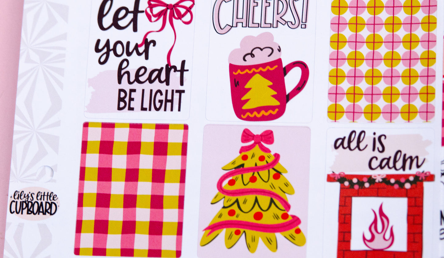 Cozy Christmas Vertical Sticker Kit: Weekly Planner Sticker Kit