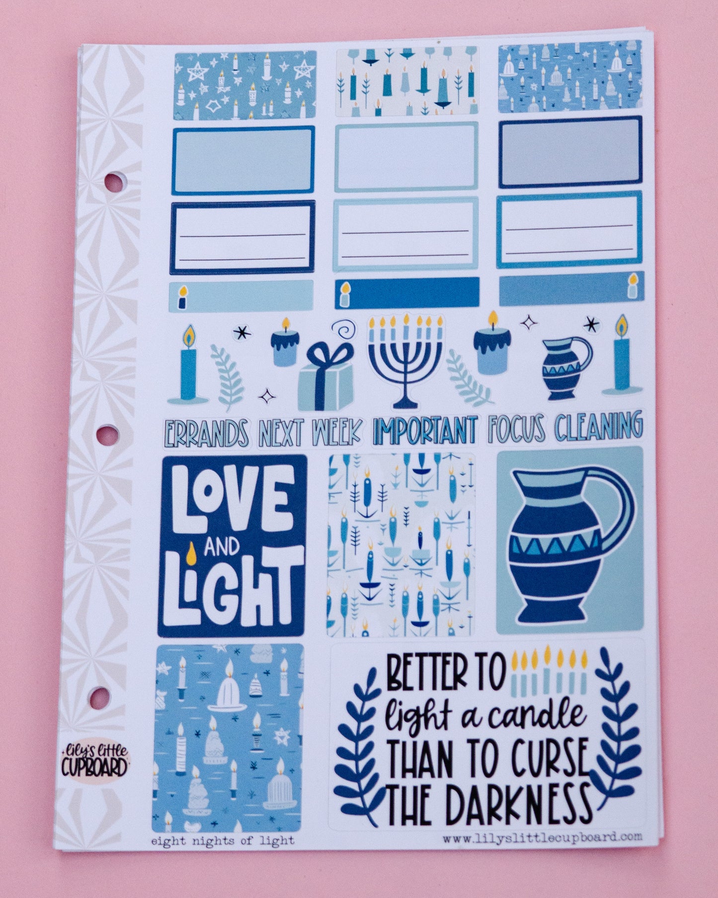 8 Nights of Lights Standard Vertical Sticker Kit: Weekly Planner Sticker Kit