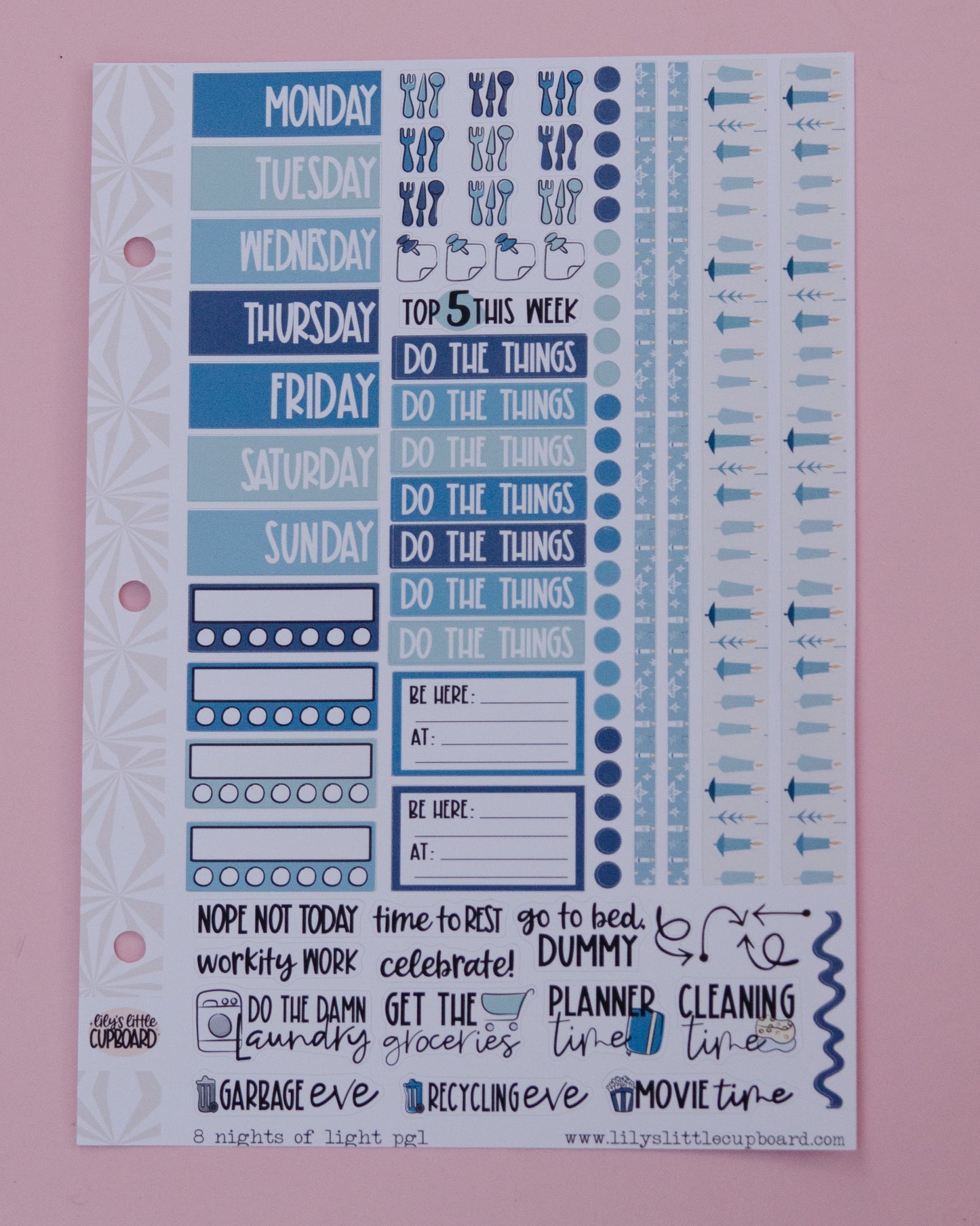8 Nights of Lights Standard Vertical Sticker Kit: Weekly Planner Sticker Kit