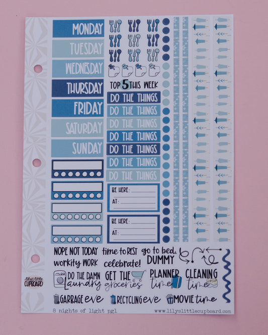 8 Nights of Lights Standard Vertical Sticker Kit: Weekly Planner Sticker Kit