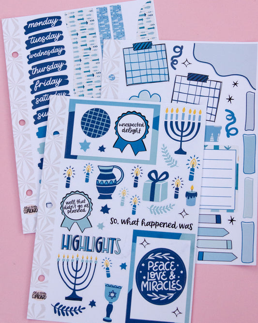 8 Nights of Lights Hanukkah Journaling Sticker Kit: Jumbo Planner Stickers