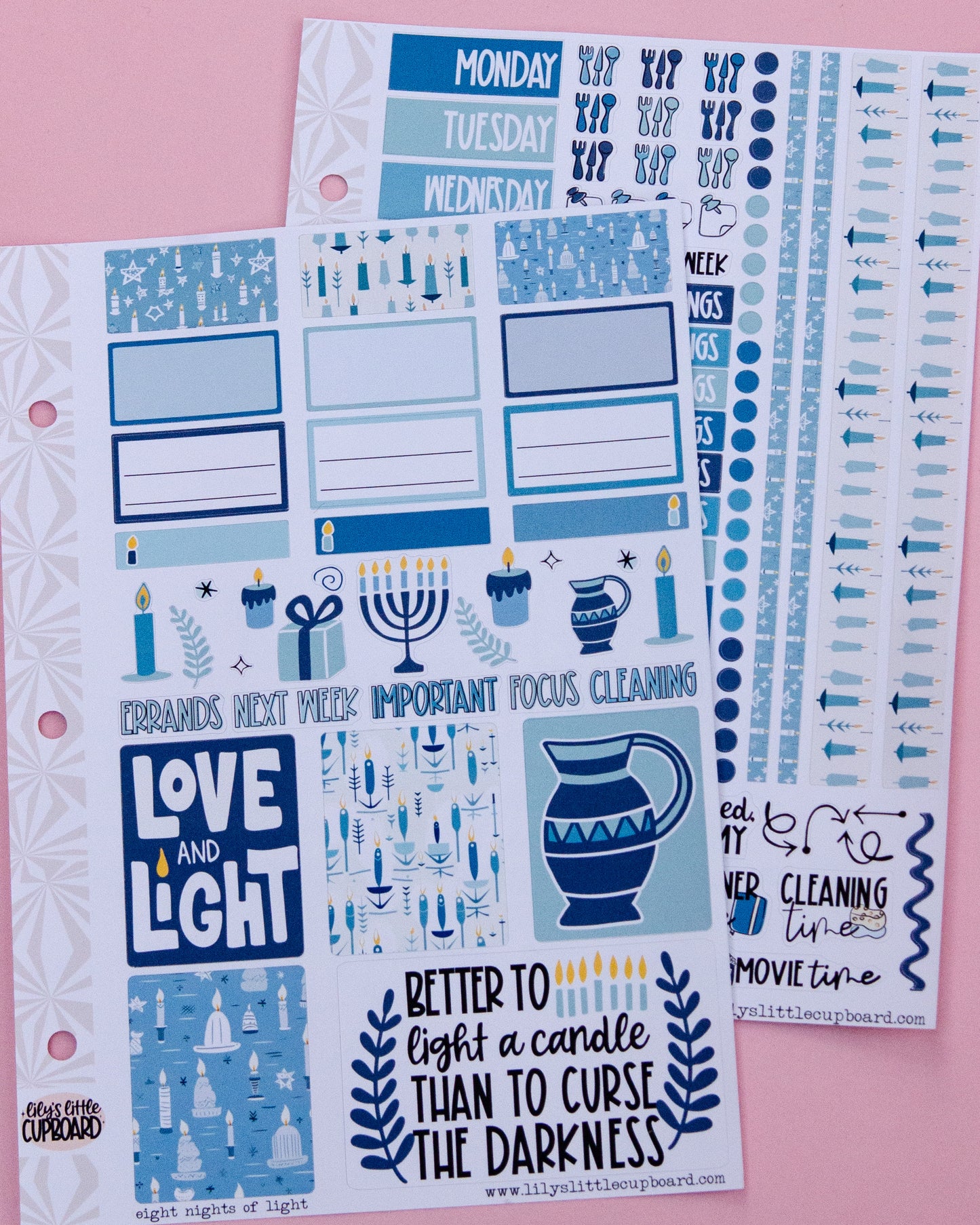 8 Nights of Lights Standard Vertical Sticker Kit: Weekly Planner Sticker Kit