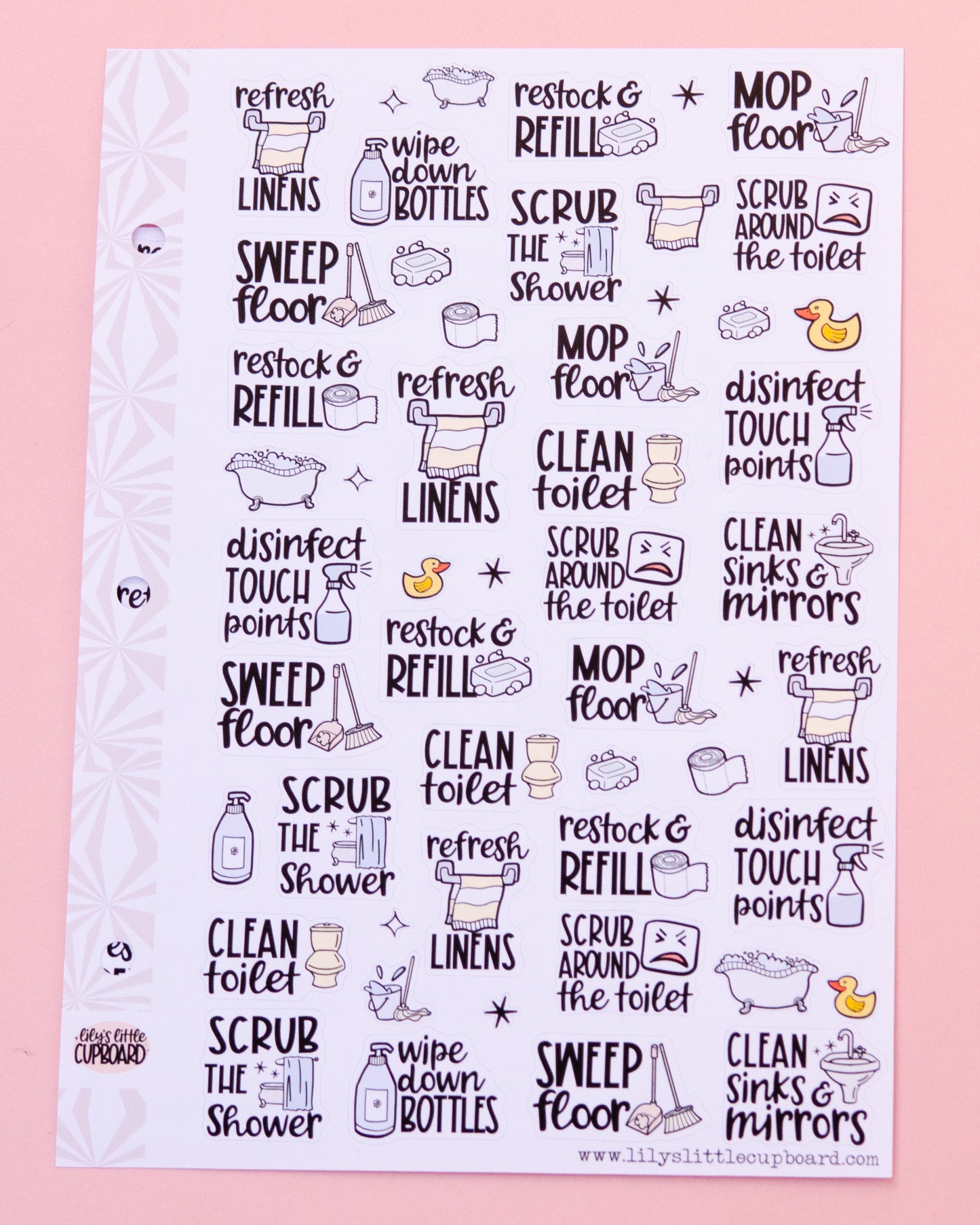 Let's Clean the Bathroom Sampler Planner Stickers | Chores and Housework Task Script Stickers | Adulting Stickers | Functional Deco Stickers