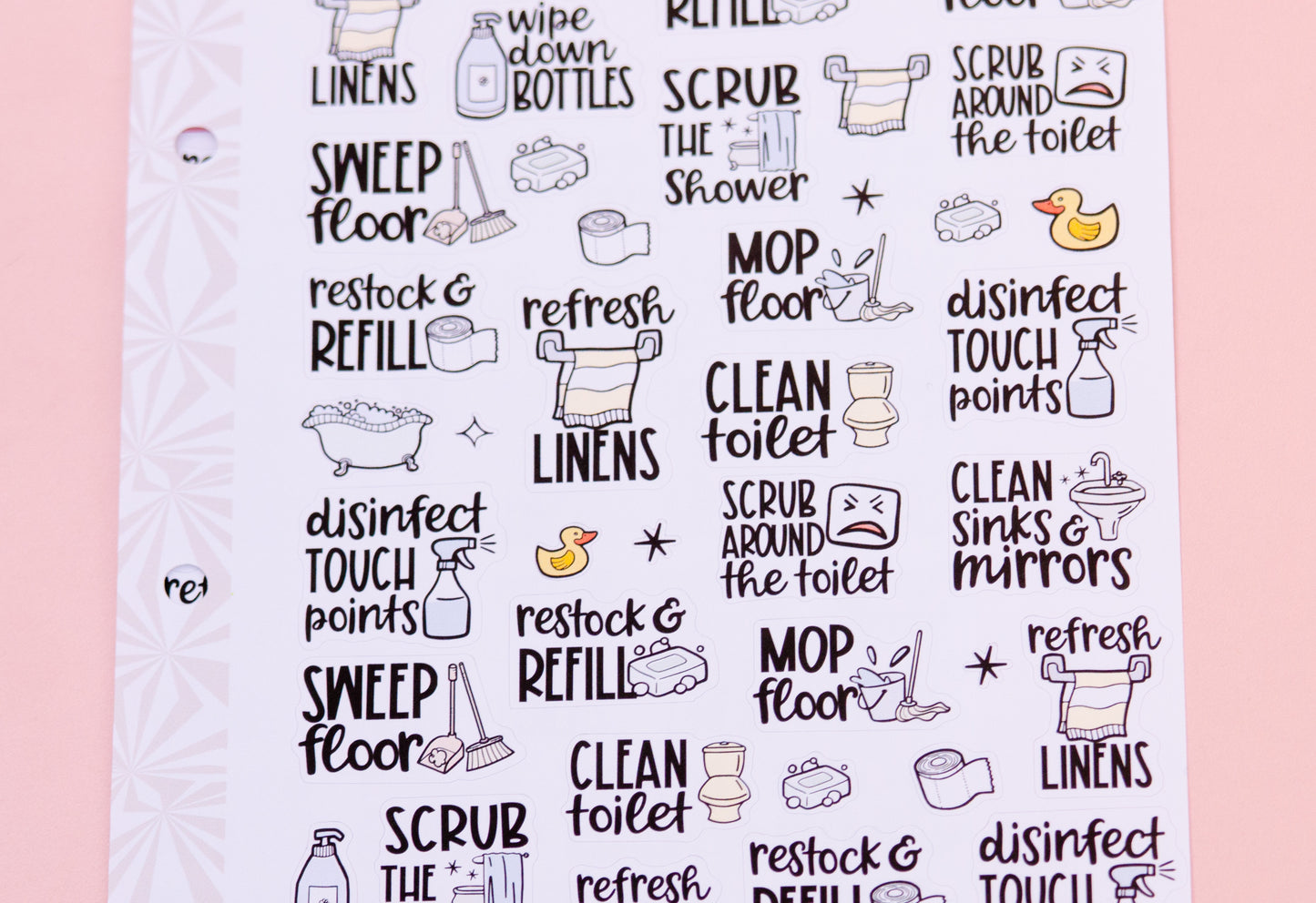 Let's Clean the Bathroom Sampler Planner Stickers | Chores and Housework Task Script Stickers | Adulting Stickers | Functional Deco Stickers