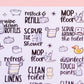 Let's Clean the Bathroom Sampler Planner Stickers | Chores and Housework Task Script Stickers | Adulting Stickers | Functional Deco Stickers