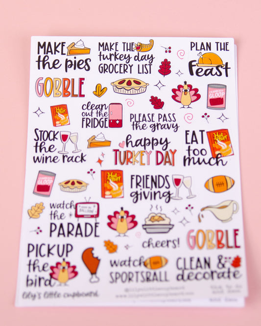 UPDATED! Thanksgiving To Do List Planner Stickers | Fall Bucket List Stickers | Thanksgiving Bucket List Planner Stickers (L_06)