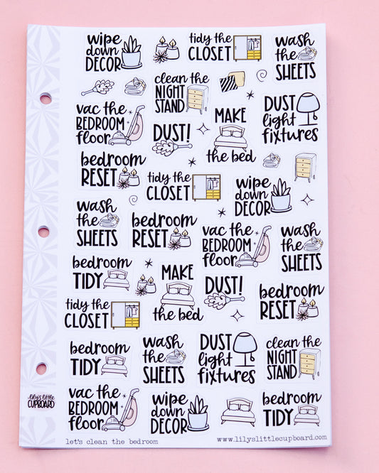 Let's Clean the Bedroom Sampler Planner Stickers | Chores and Housework Task Script Stickers | Adulting Stickers | Functional Deco Stickers