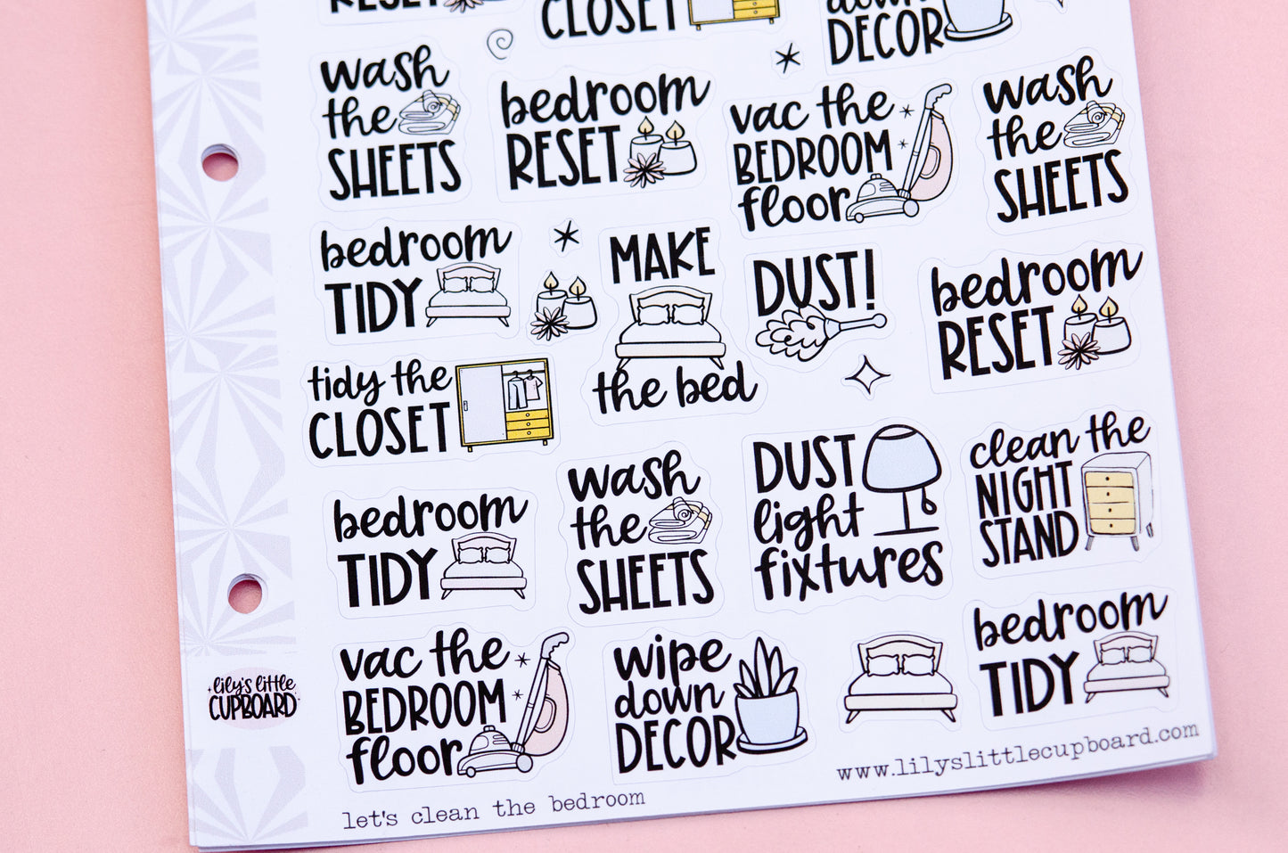 Let's Clean the Bedroom Sampler Planner Stickers | Chores and Housework Task Script Stickers | Adulting Stickers | Functional Deco Stickers