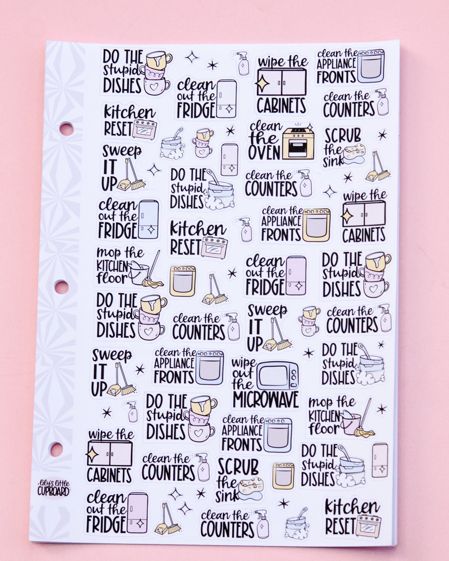 Let's Clean the Kitchen Sampler Planner Stickers | Chores and Housework Task Script Stickers | Adulting Stickers | Functional Deco Stickers