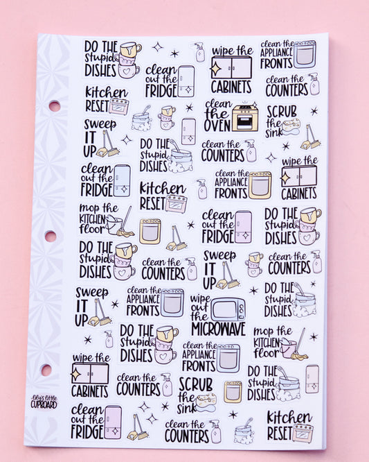 Let's Clean the Kitchen Sampler Planner Stickers | Chores and Housework Task Script Stickers | Adulting Stickers | Functional Deco Stickers