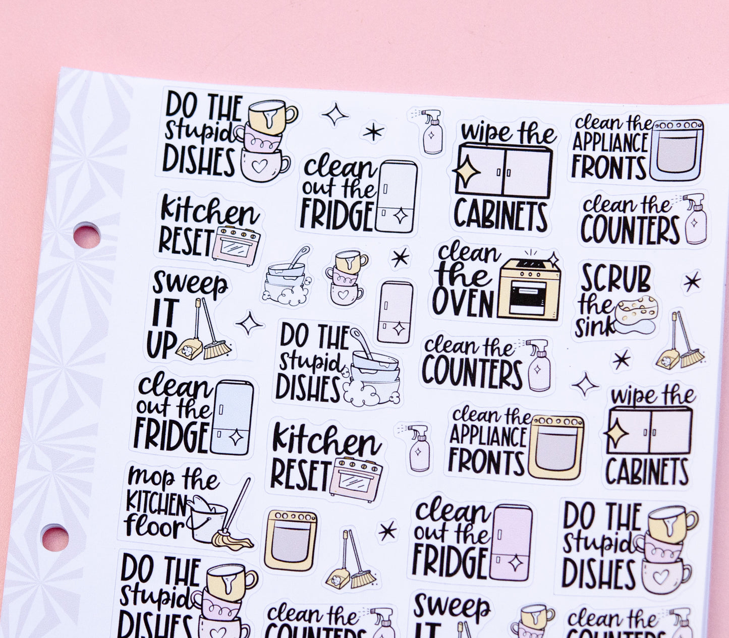 Let's Clean the Kitchen Sampler Planner Stickers | Chores and Housework Task Script Stickers | Adulting Stickers | Functional Deco Stickers