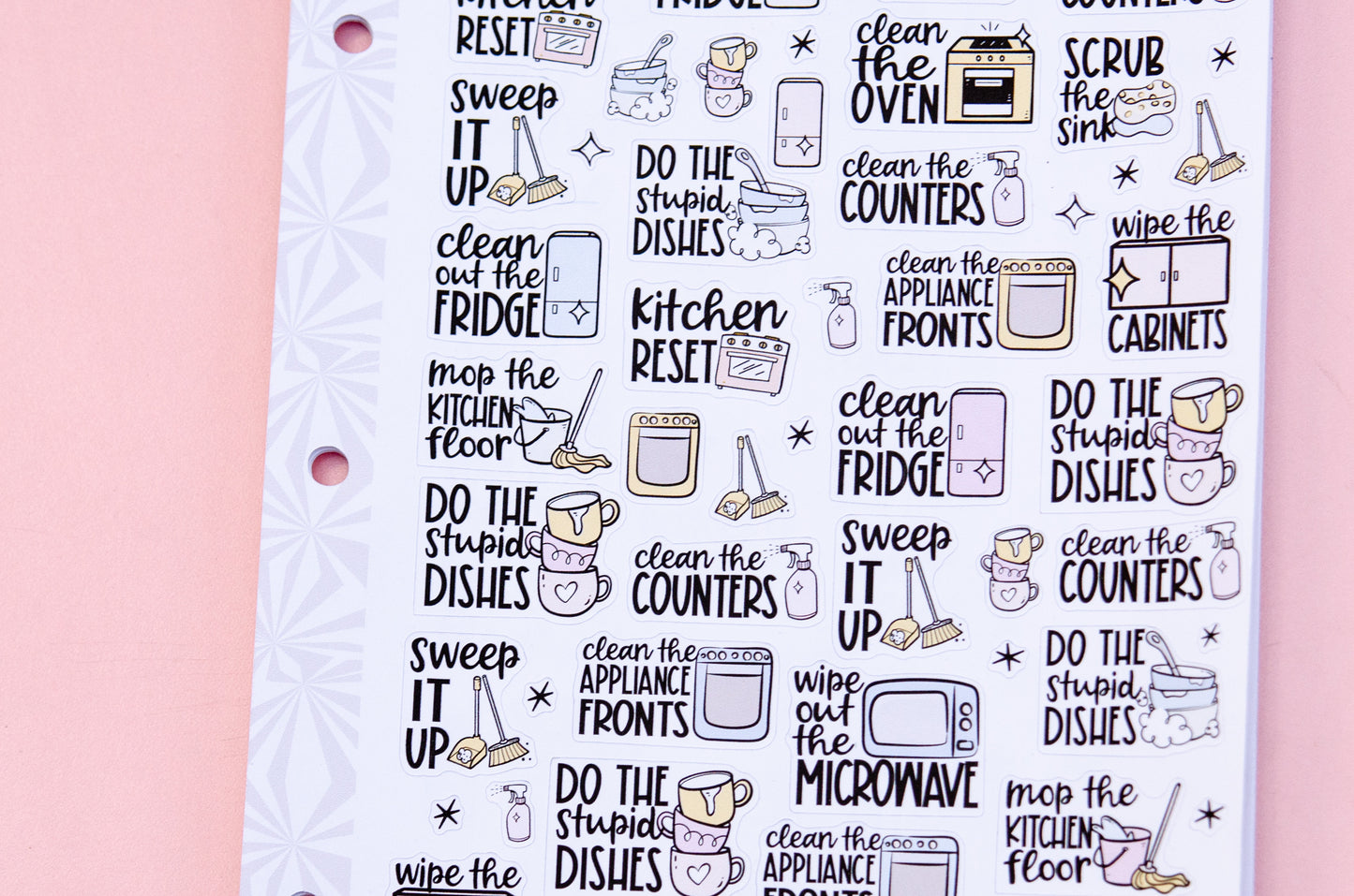 Let's Clean the Kitchen Sampler Planner Stickers | Chores and Housework Task Script Stickers | Adulting Stickers | Functional Deco Stickers
