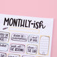 Monthly-ISH Stuff | Monthly Stuff Notes Page | Junk Journal | Memory Keeping | Full Page Notes Page Sticker | A5 Full Page Sticker | Dashboard Sticker
