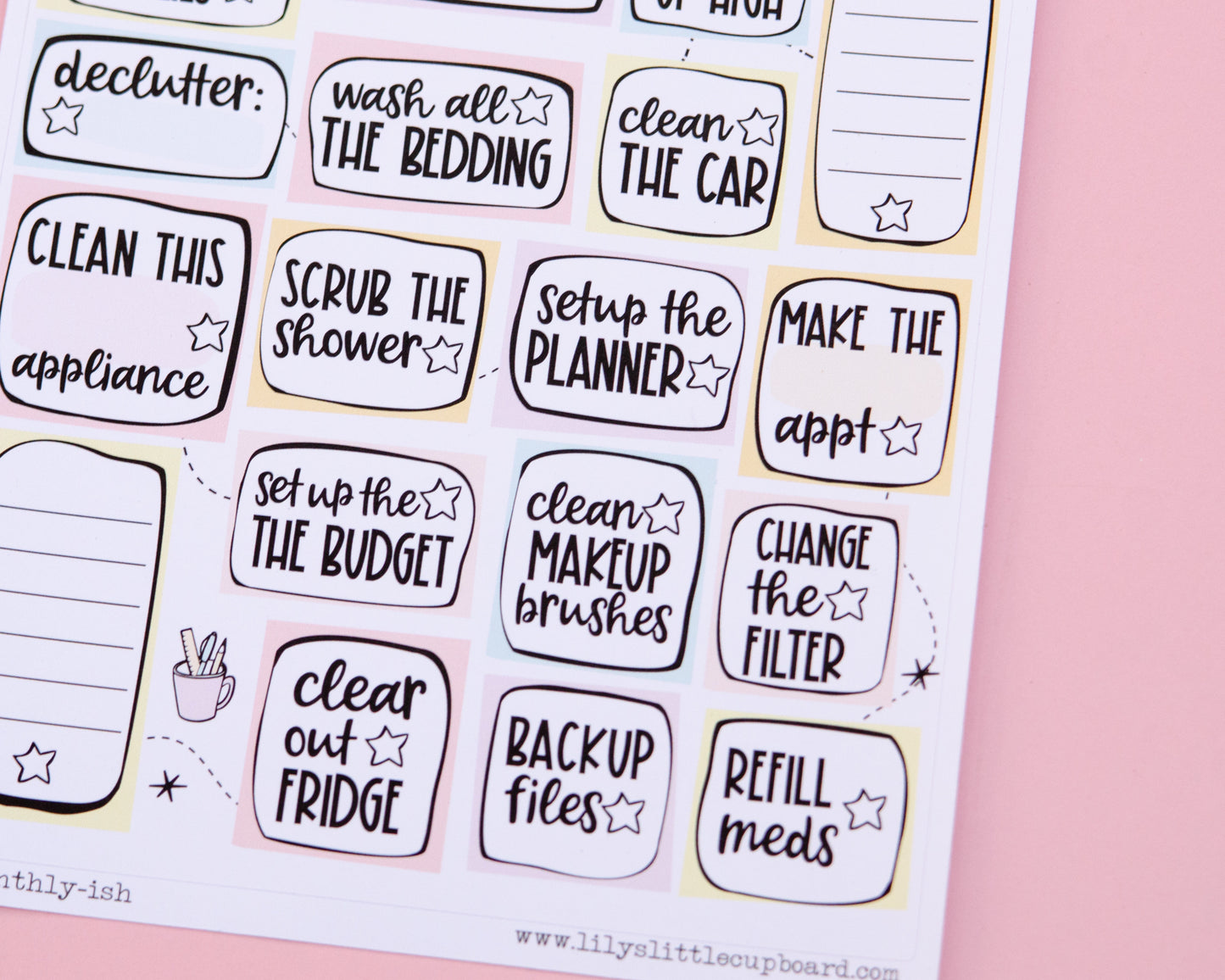 Monthly-ISH Stuff | Monthly Stuff Notes Page | Junk Journal | Memory Keeping | Full Page Notes Page Sticker | A5 Full Page Sticker | Dashboard Sticker