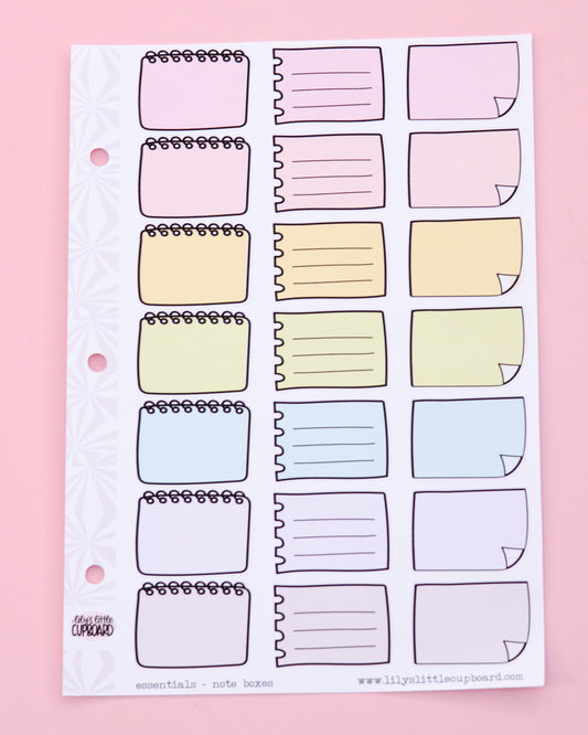 Planner Essential Boxes | Notepad Style Boxes | Half Box Planner Stickers | Planner Essentials