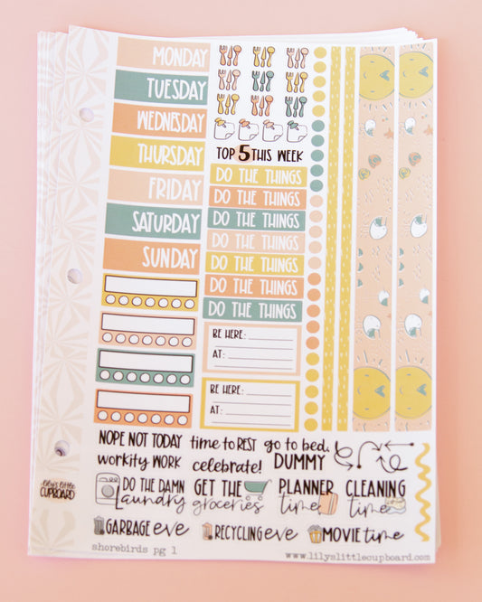 Shorebirds Weekly Vertical Standard Kit | Weekly Sticker Kit | Colorful Planner Kit | Cute Birds | Rainy Day Sticker Kit A la Carte Planner Kit (Copy)