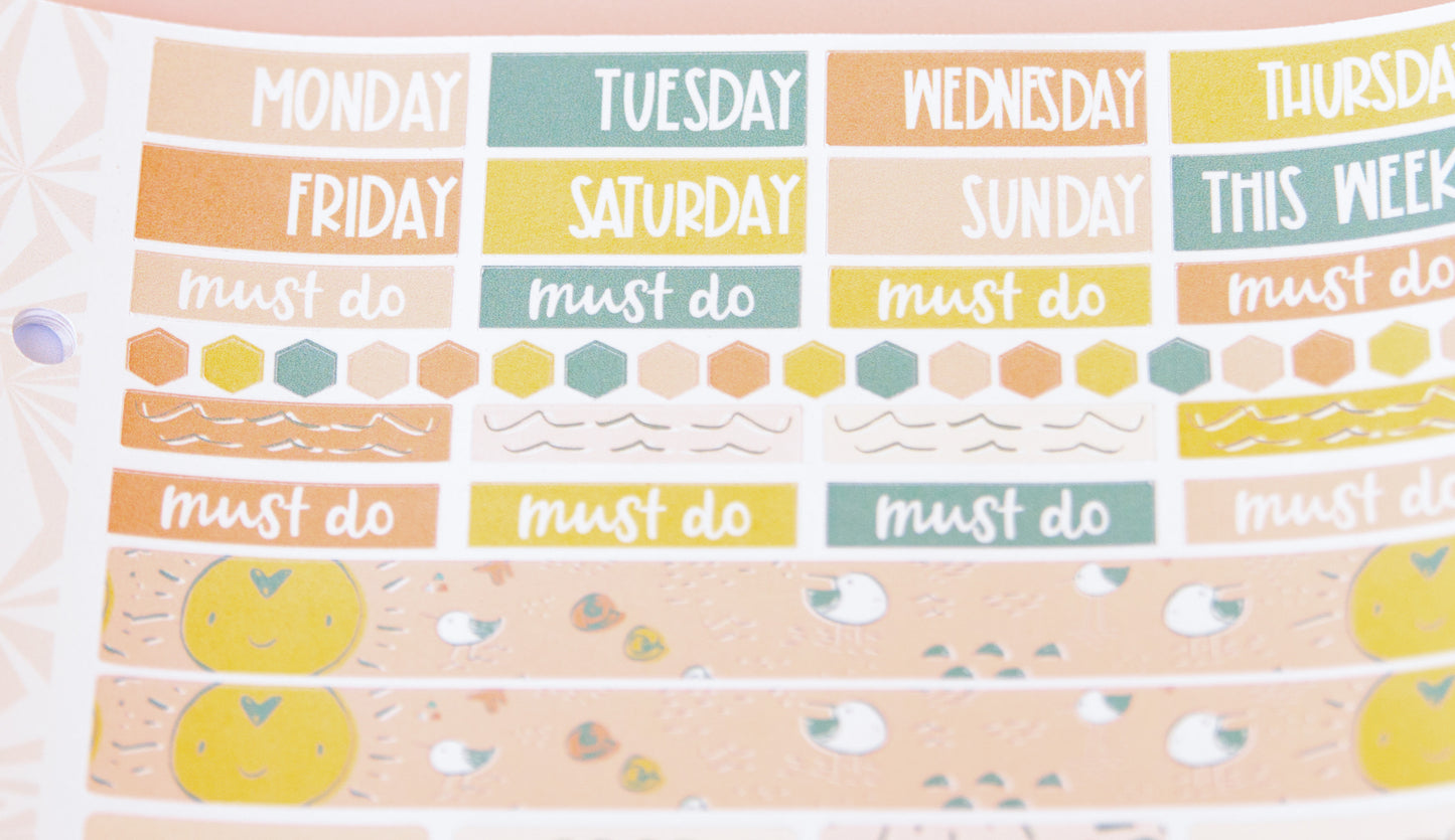 Shorebirds Hobonichi Cousin and Other A5 Weekly Sticker Kit in | Beach Sticker Kit | A5 Weekly Sticker Kit | Rainy Day Cute (Copy)