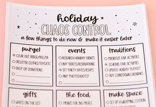 Calm the Holiday Chaos  |  Full Page Sticker | Notes Page | Full Page Notes Page Sticker | A5 Full Page Sticker | Dashboard Sticker
