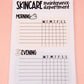 Skincare Maintenance Department Notepad |  Self Care  Deskpad | Reminder Notepad | Weekly Habit Tracker List | Deskpad | Handmade notepad
