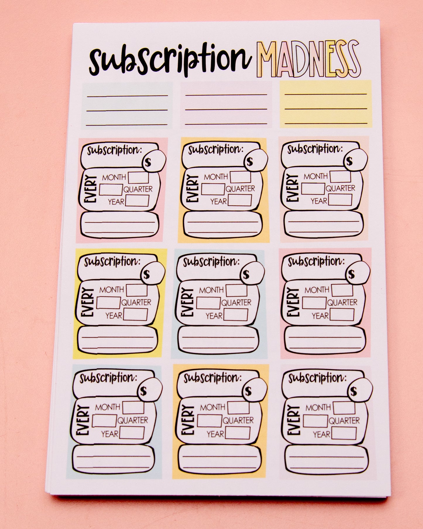 Notepad Version! Subscription Madness | Monthly Task Management Deskpad