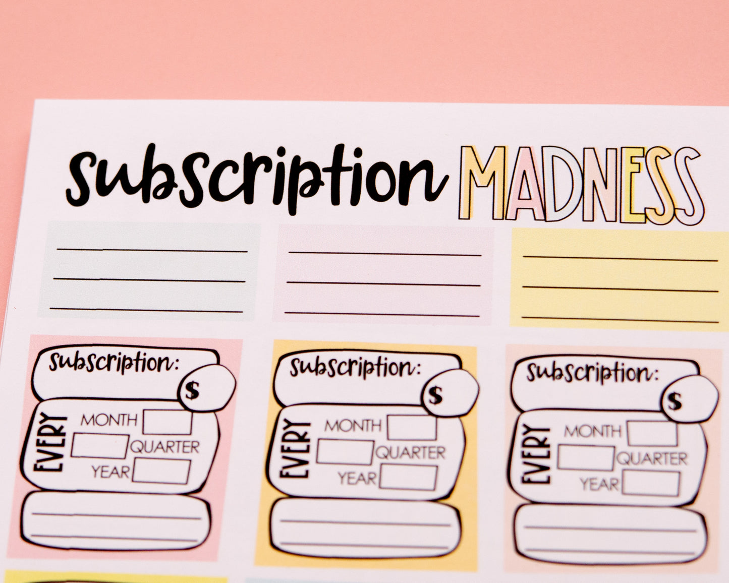 Notepad Version! Subscription Madness | Monthly Task Management Deskpad