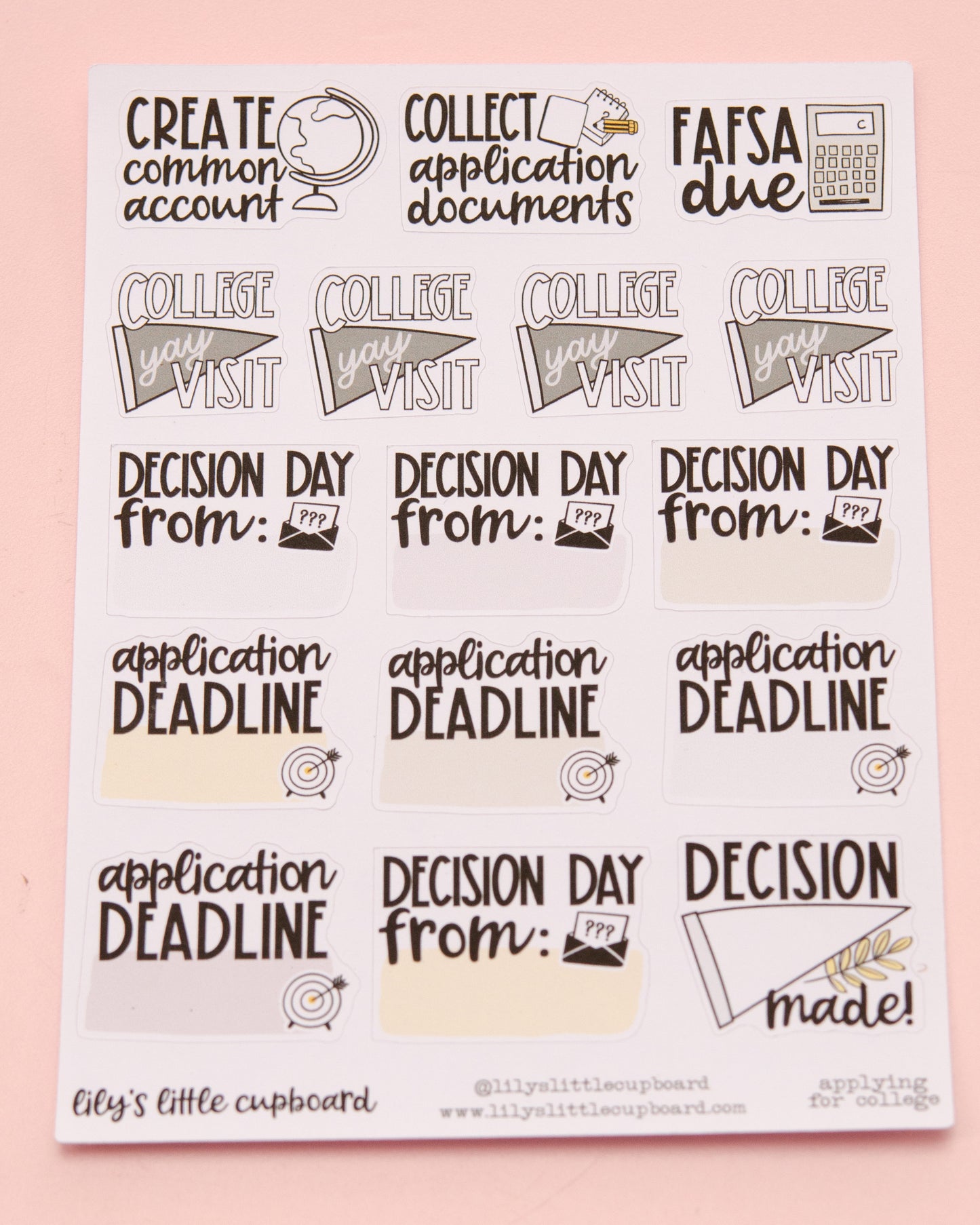 College Application Stickers  | Senior Year School Stickers | Organizing School Stickers | Back to School