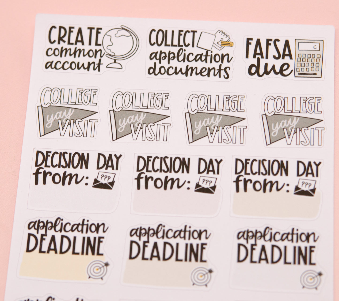 College Application Stickers  | Senior Year School Stickers | Organizing School Stickers | Back to School