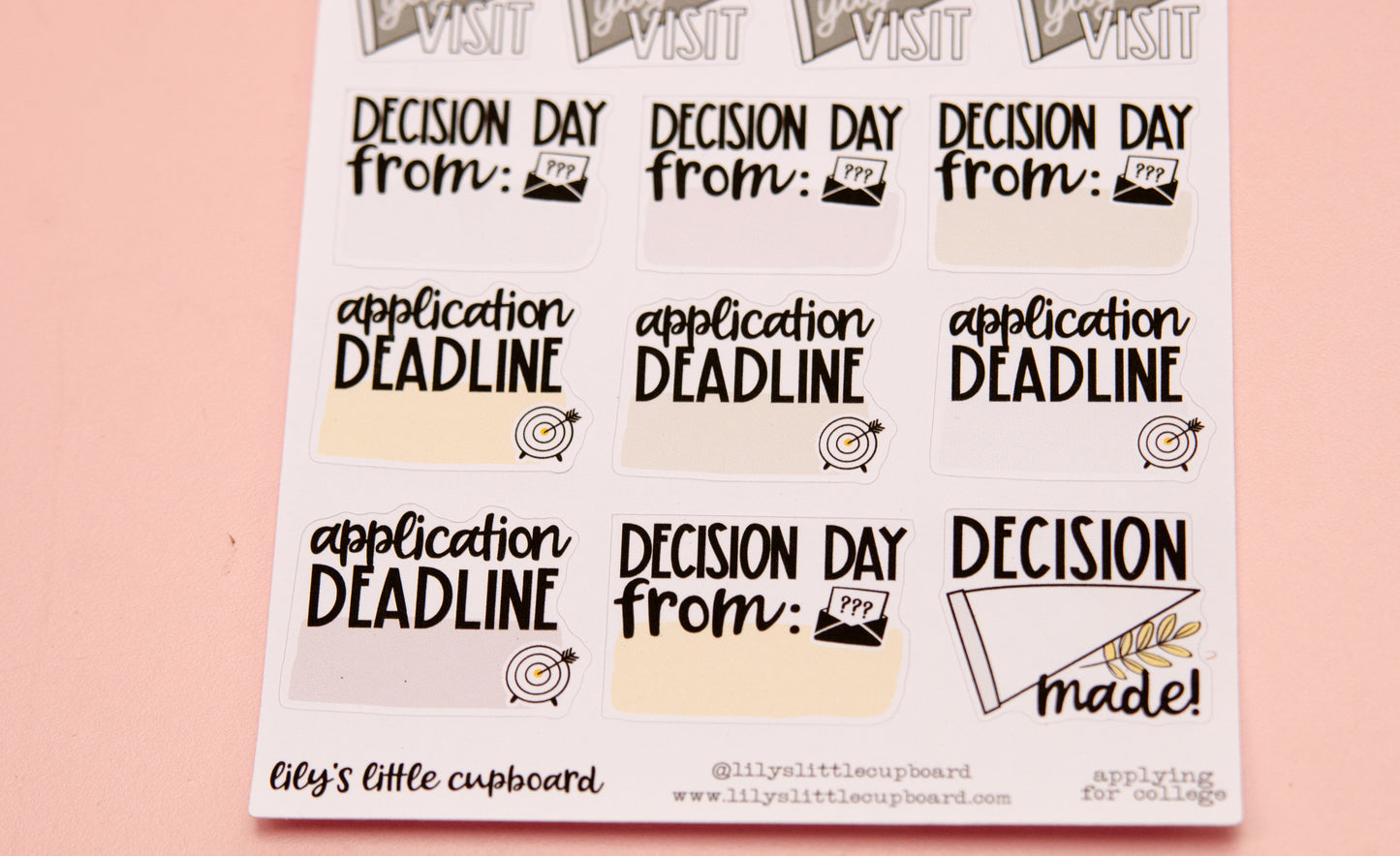 College Application Stickers  | Senior Year School Stickers | Organizing School Stickers | Back to School