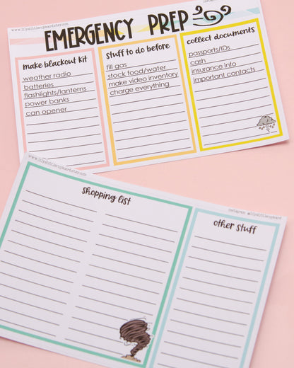 Emergency Prep | Hurricane Preparing | Full Page Sticker | Notes Page | Full Page Notes Page Sticker | A5 Full Page Sticker | Dashboard Sticker