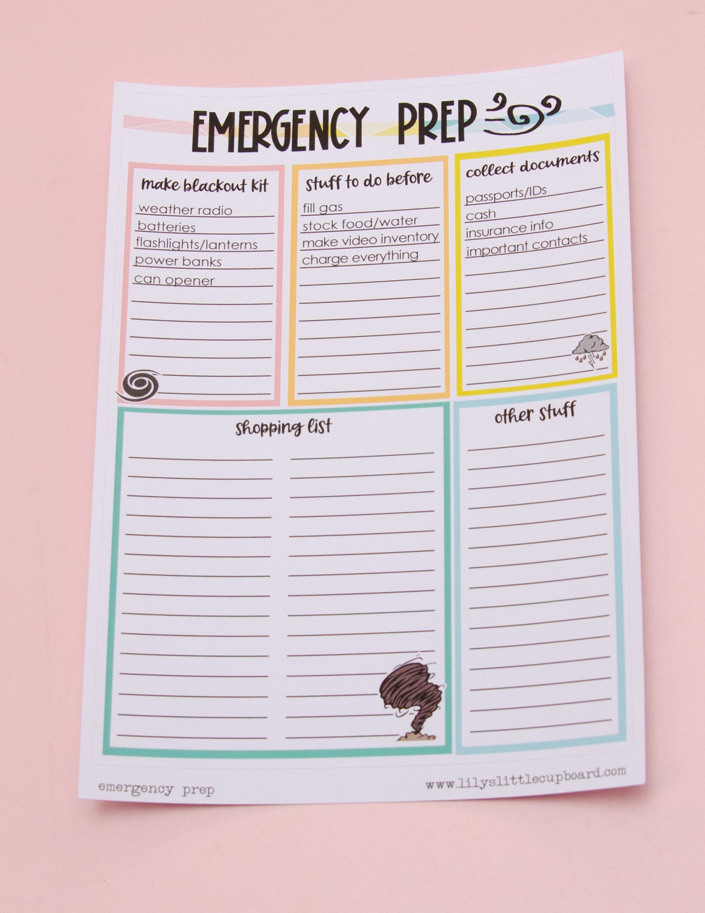 Emergency Prep | Hurricane Preparing | Full Page Sticker | Notes Page | Full Page Notes Page Sticker | A5 Full Page Sticker | Dashboard Sticker