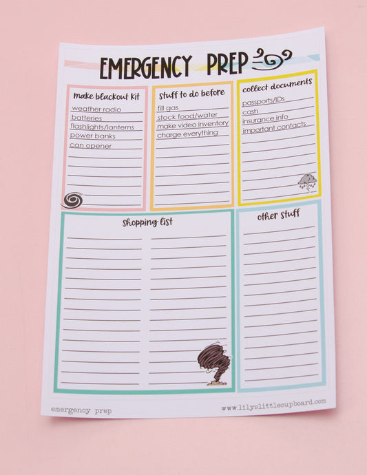Emergency Prep | Hurricane Preparing | Full Page Sticker | Notes Page | Full Page Notes Page Sticker | A5 Full Page Sticker | Dashboard Sticker