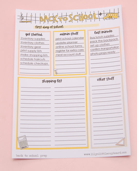 Back to School Preparing Full Page Sticker | Notes Page | Junk Journal | Memory Keeping | Full Page Notes Page Sticker | A5 Full Page Sticker | Dashboard Sticker