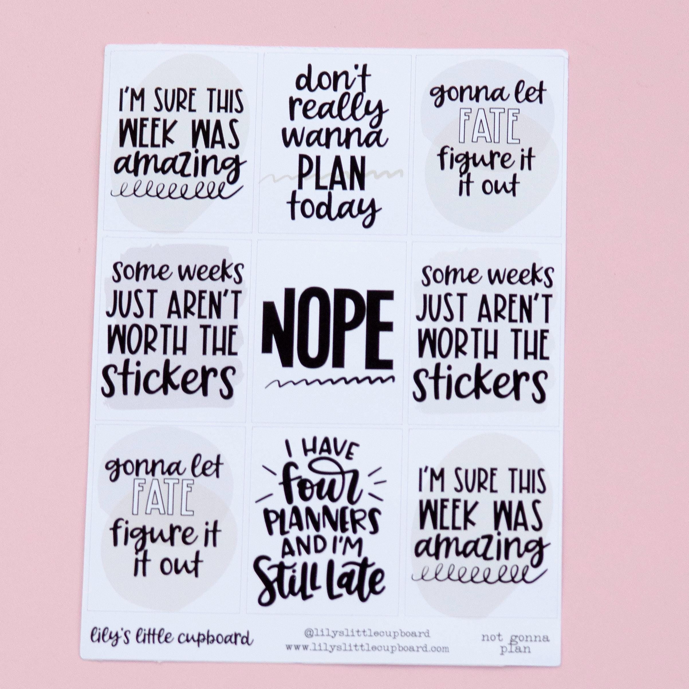 In Plan Sticker Not Gonna Plan This Week Full Box Planner Stickers | Missed a Week Pla ...