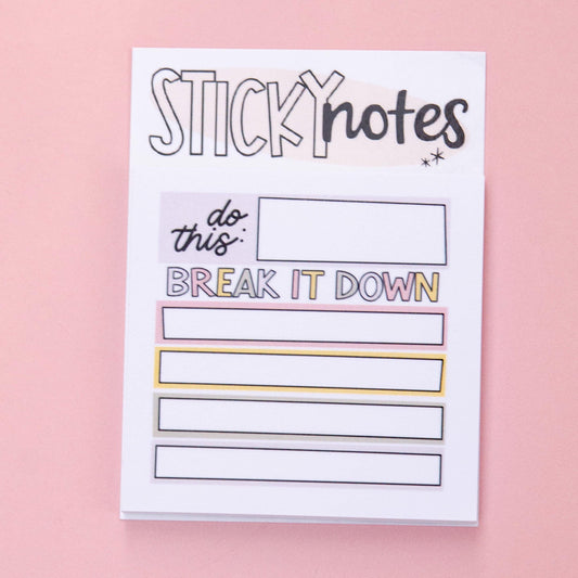 Break It Down Sticky Notes Notepad | Action Plan Notepad | Task Management | To Do List Sticky Notes