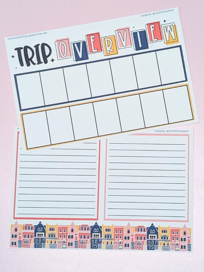 Trip Overview Vacation Overview Cityscapes | Full Page Notes Page Sticker | Travel | A5 Full Page Sticker | Dashboard Sticker