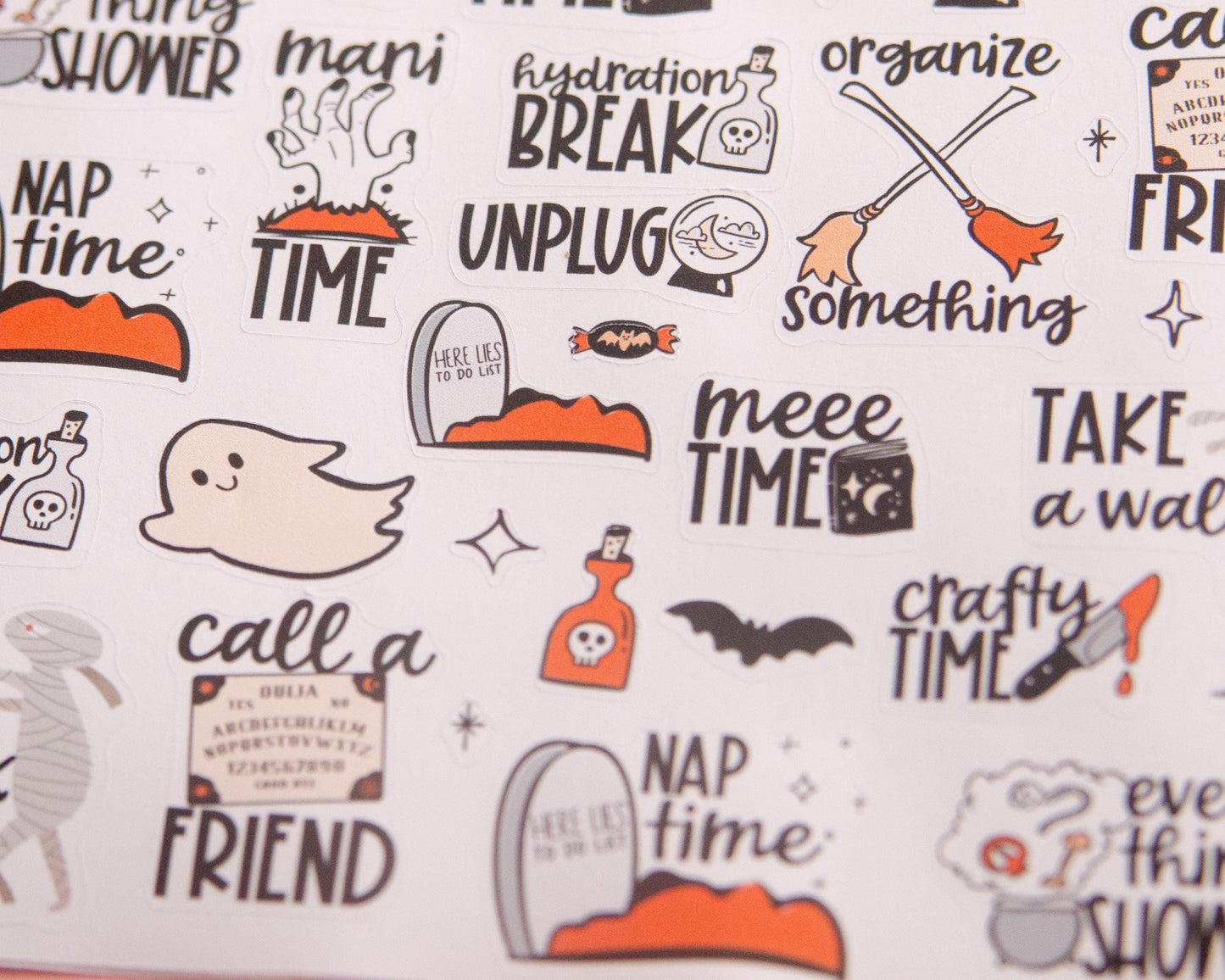 Spooky Self Care Planner Stickers: Halloween Functional Stickers