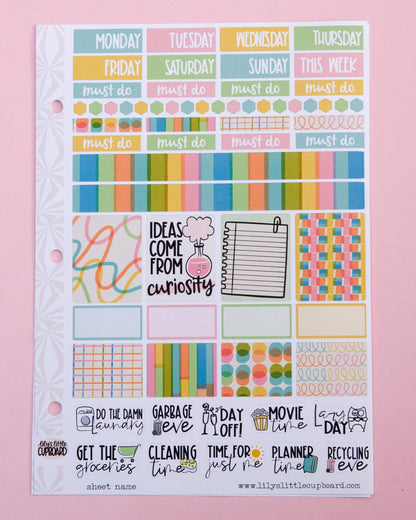 Curiouser and Curiouser Hobonichi Cousin-A5 Weekly Sticker Kit | Back to School Sticker Kit | A5 Weekly Planner Sticker Kit