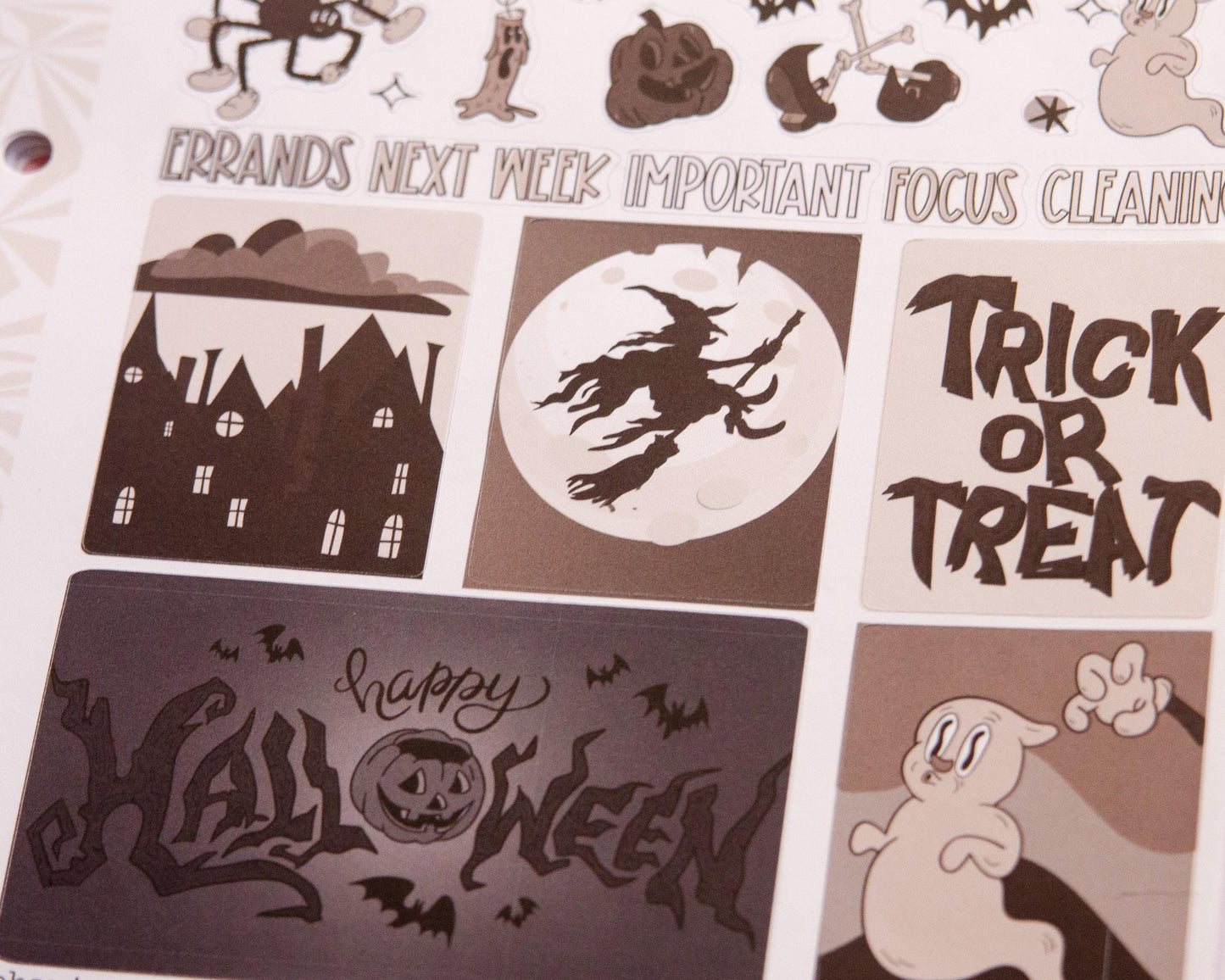 Phantom Noir Halloween Planner Stickers: Vertical Weekly Kit