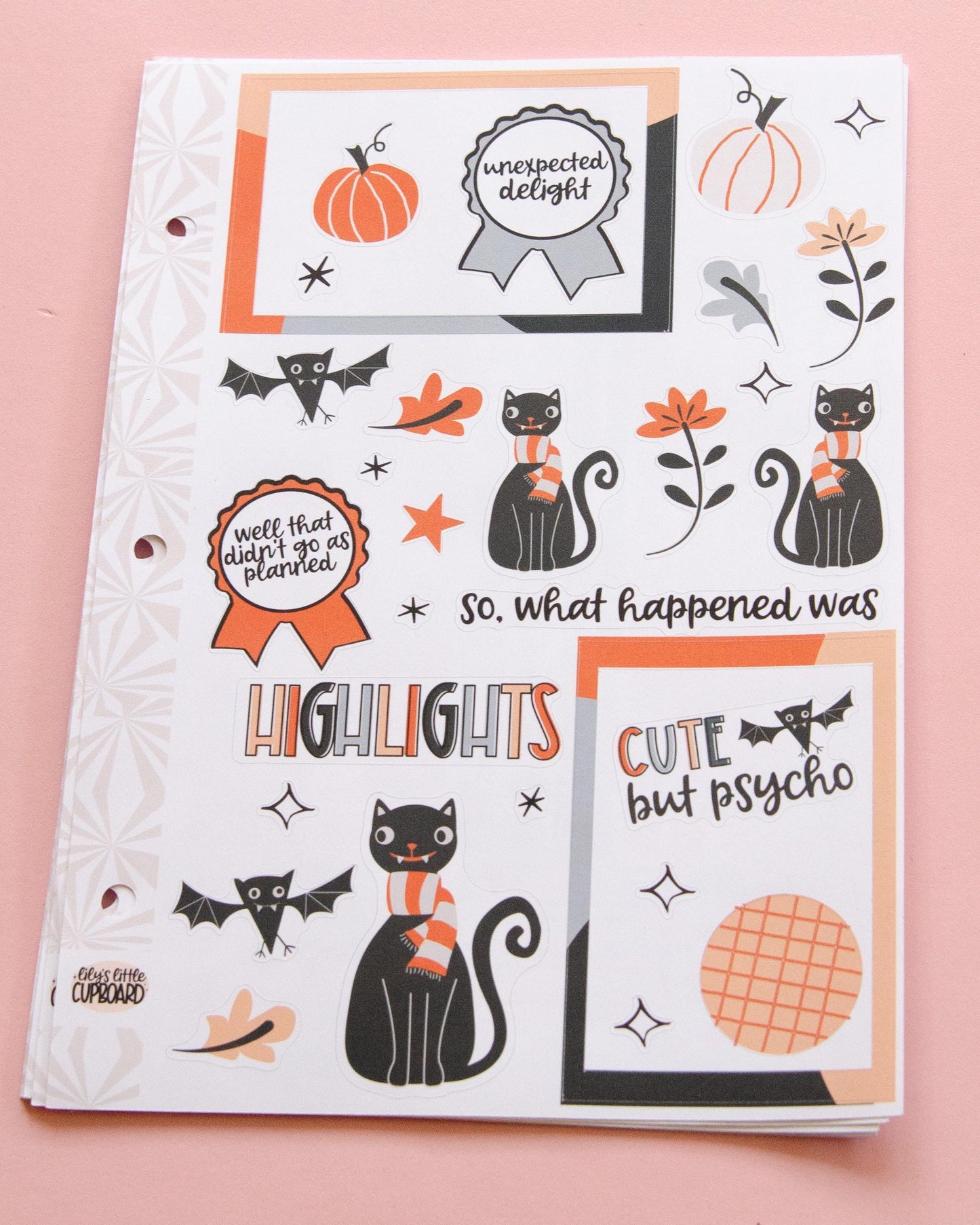Bat Kitty Halloween Journaling Sticker Kit: Jumbo Planner Stickers