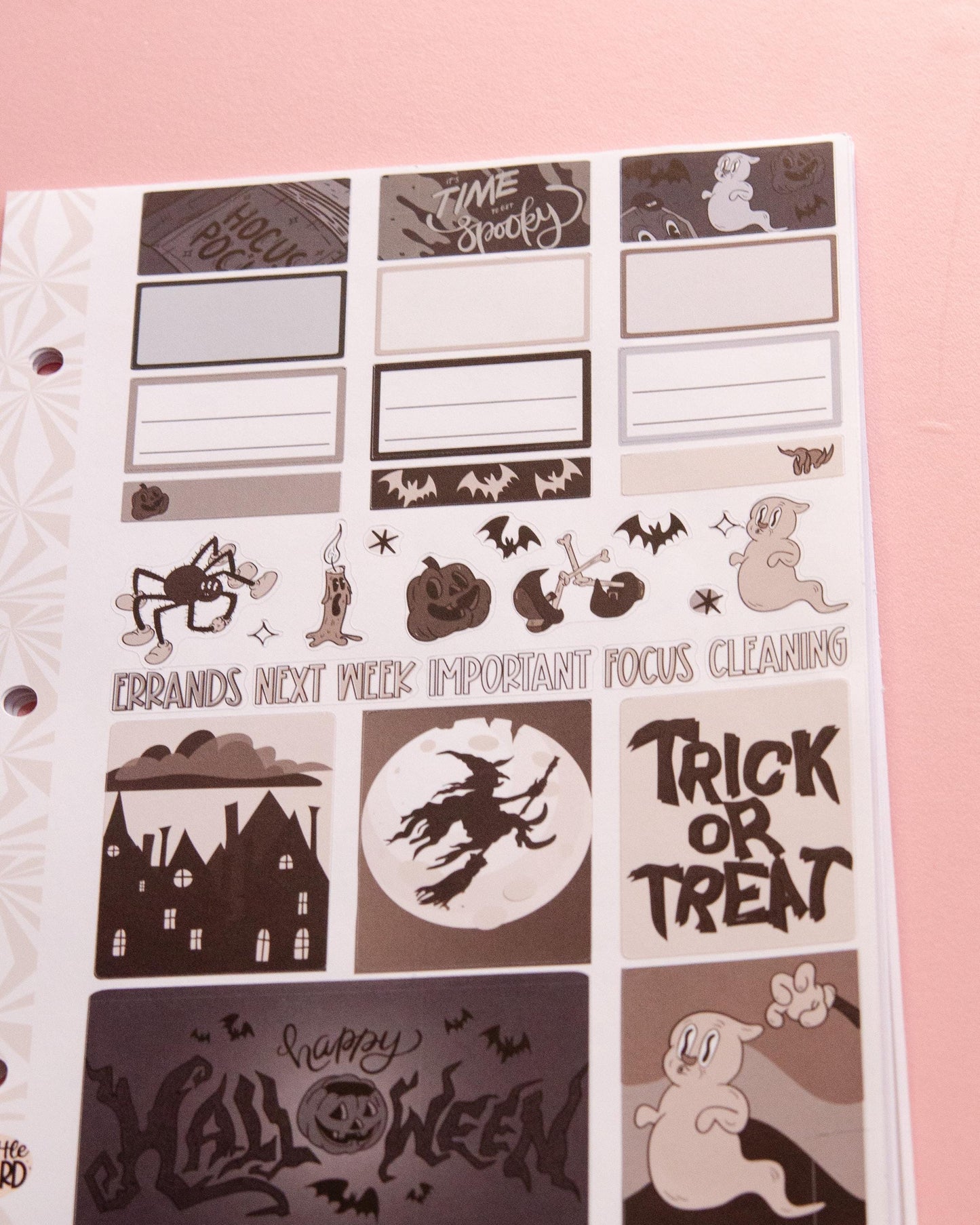 Phantom Noir Halloween Planner Stickers: Vertical Weekly Kit