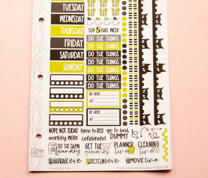 Simple Weekly Kit in Black Cats | Halloween Weekly Planner Sticker Kit | Fall Sticker Set | A la Carte Mini Kits | Stickers
