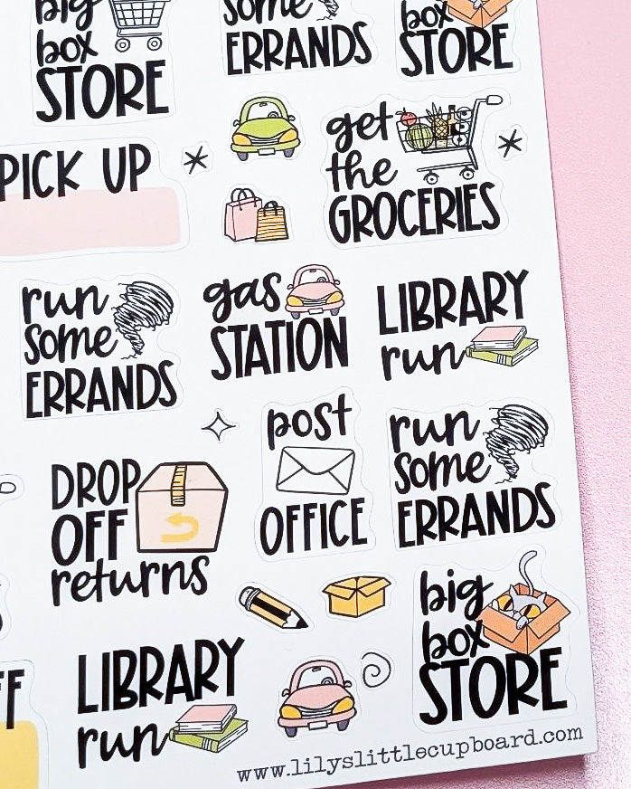 Errands Sampler Planner Stickers | Chores and Housework Task Script Stickers | Adulting Stickers | Functional Deco Stickers