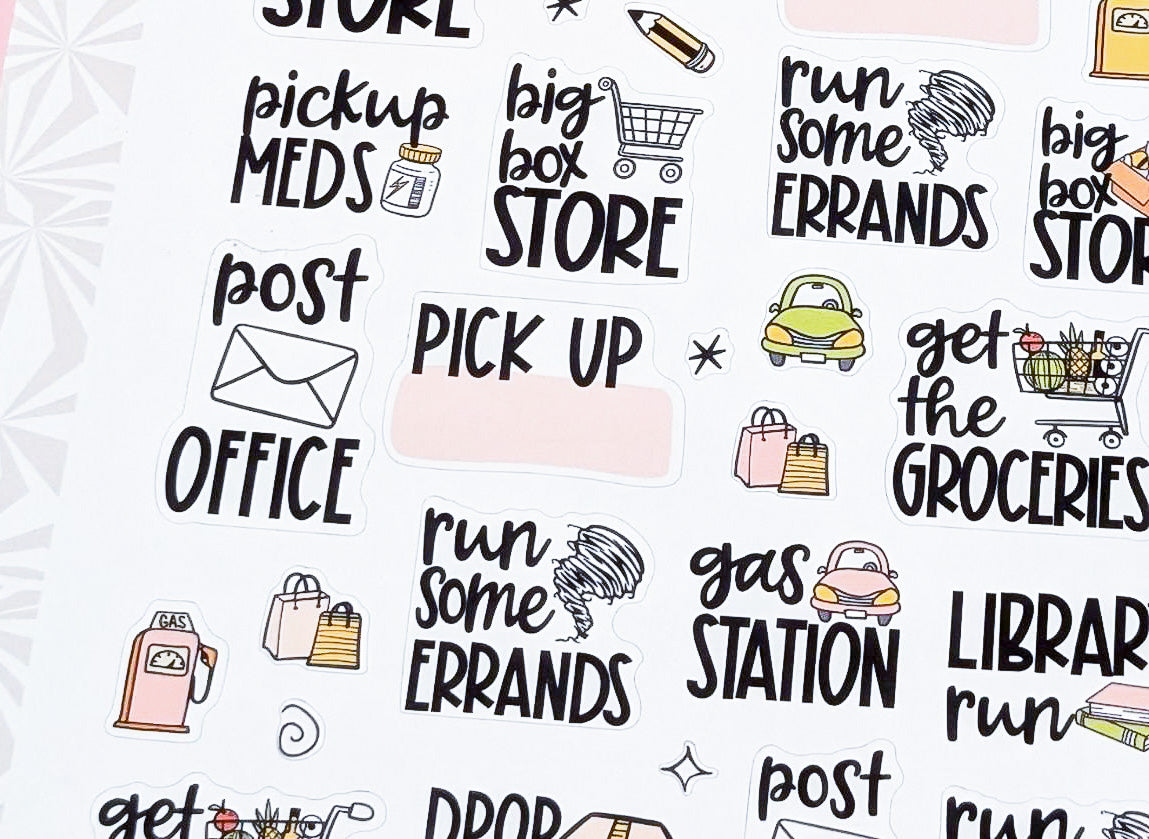 Errands Sampler Planner Stickers | Chores and Housework Task Script Stickers | Adulting Stickers | Functional Deco Stickers